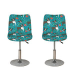 Cartoon Boston Terrier Flower Print Bar Stool Covers