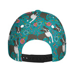 Cartoon Boston Terrier Flower Print Baseball Cap