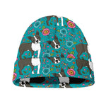 Cartoon Boston Terrier Flower Print Beanie