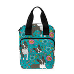 Cartoon Boston Terrier Flower Print Bible Tote Bag