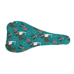Cartoon Boston Terrier Flower Print Bicycle Seat Cover