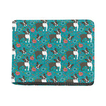 Cartoon Boston Terrier Flower Print Bifold Wallet