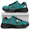 Cartoon Boston Terrier Flower Print Black Chunky Shoes