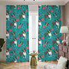 Cartoon Boston Terrier Flower Print Blackout Pencil Pleat Curtains