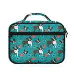Cartoon Boston Terrier Flower Print Briefcase Bible Bag