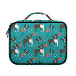Cartoon Boston Terrier Flower Print Briefcase Bible Bag