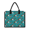 Cartoon Boston Terrier Flower Print Canvas Tote Bag