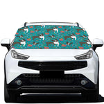 Cartoon Boston Terrier Flower Print Car Windshield Snow Cover