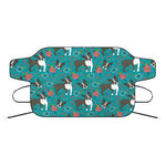 Cartoon Boston Terrier Flower Print Car Windshield Snow Cover