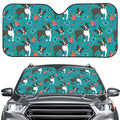 Cartoon Boston Terrier Flower Print Car Windshield Sun Shade