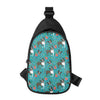 Cartoon Boston Terrier Flower Print Chest Bag