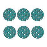 Cartoon Boston Terrier Flower Print Coaster Set