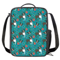 Cartoon Boston Terrier Flower Print Crossbody Lunch Bag