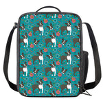 Cartoon Boston Terrier Flower Print Crossbody Lunch Bag