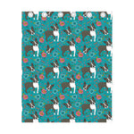 Cartoon Boston Terrier Flower Print Curtain