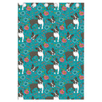 Cartoon Boston Terrier Flower Print Curtain