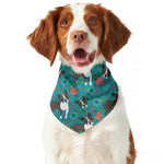 Cartoon Boston Terrier Flower Print Dog Bandana