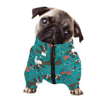 Cartoon Boston Terrier Flower Print Dog Zip Up Jacket