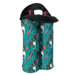 Cartoon Boston Terrier Flower Print Double Neoprene Wine Tote