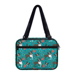 Cartoon Boston Terrier Flower Print Double Strap Bible Bag