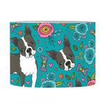 Cartoon Boston Terrier Flower Print Drum Lamp Shade
