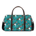 Cartoon Boston Terrier Flower Print Duffel Bag