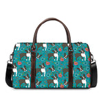 Cartoon Boston Terrier Flower Print Duffle Bag