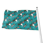 Cartoon Boston Terrier Flower Print Flag