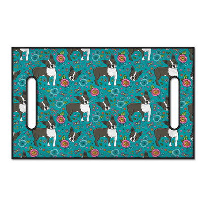 Cartoon Boston Terrier Flower Print Golf Cart Seat Cover