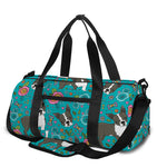 Cartoon Boston Terrier Flower Print Gym Bag