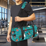 Cartoon Boston Terrier Flower Print Gym Bag