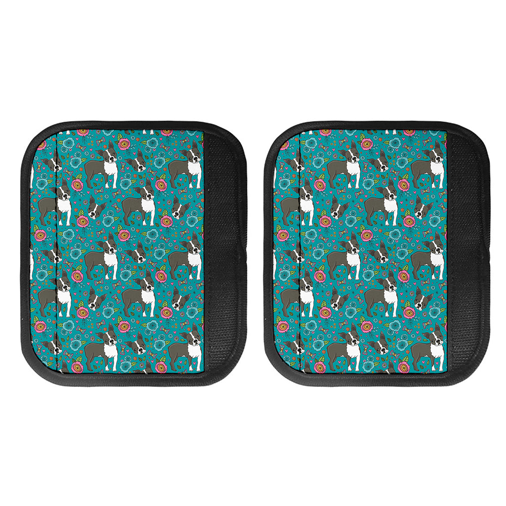 Cartoon Boston Terrier Flower Print Handle Covers
