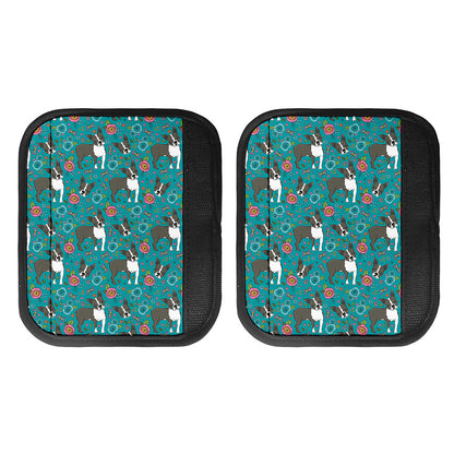 Cartoon Boston Terrier Flower Print Handle Covers