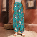 Cartoon Boston Terrier Flower Print Harem Pants