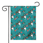 Cartoon Boston Terrier Flower Print House Flag