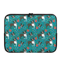Cartoon Boston Terrier Flower Print Laptop Sleeve
