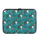 Cartoon Boston Terrier Flower Print Laptop Sleeve