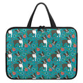 Cartoon Boston Terrier Flower Print Laptop Sleeve With Handle