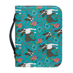 Cartoon Boston Terrier Flower Print Leather Bible Cover