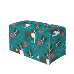 Cartoon Boston Terrier Flower Print Leather Tissue Box Cover