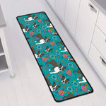 Cartoon Boston Terrier Flower Print Long Kitchen Mat