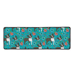 Cartoon Boston Terrier Flower Print Long Kitchen Mat