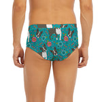 Cartoon Boston Terrier Flower Print Men's Briefs