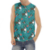 Cartoon Boston Terrier Flower Print Men's Fitness Tank Top