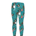 Cartoon Boston Terrier Flower Print Men's Leggings