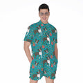 Cartoon Boston Terrier Flower Print Men's Romper