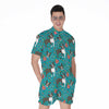 Cartoon Boston Terrier Flower Print Men's Rompers