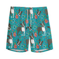 Cartoon Boston Terrier Flower Print Men's Athletic Shorts