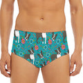 Cartoon Boston Terrier Flower Print Men's Triangle Swim Briefs