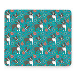 Cartoon Boston Terrier Flower Print Mouse Pad